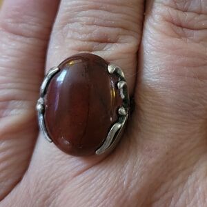 Elegant Silver and Brown Stone Ring